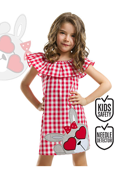 Denokids Rochie de vară în carouri pentru fete cu ochelari de inimă