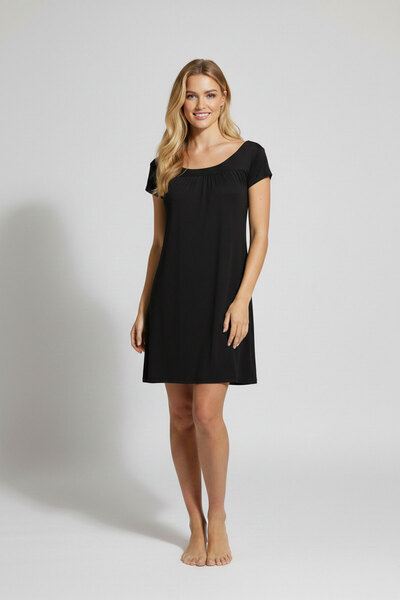 AYYILDIZ 59333 Rochie neagră din bumbac pieptănat