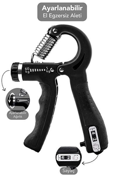 mimtec 5-60 Kg Ayarlanabilir El Yayı - Sayaçlı El Kol Bilek Güçlendirici Spor...