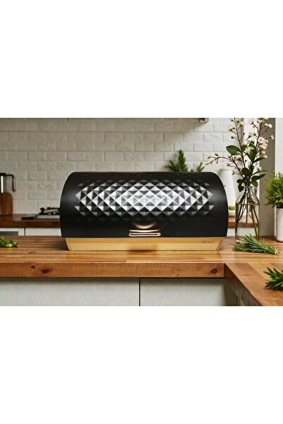 AROW Rhoda Bambu Ekmek Kutusu/Sepeti/SİYAH