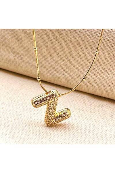 Siya Silver Gold Color Zircon Stone Letter Balloon Necklace