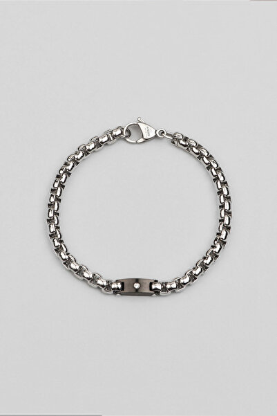 So CHIC... Beyaz Taşlı Erkek Çelik Bileklik