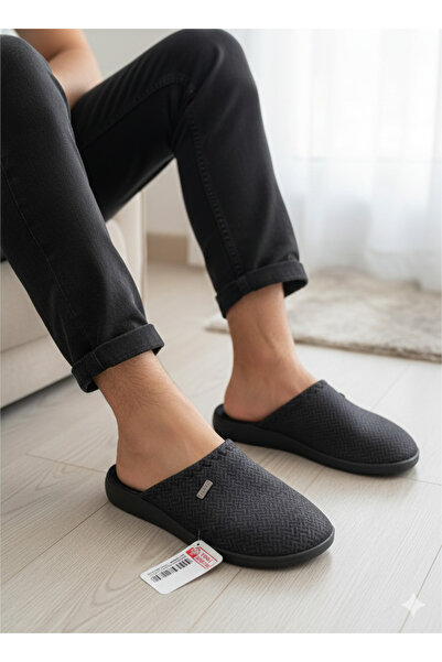 GEZER siyah erkek kışlık içeri terlik