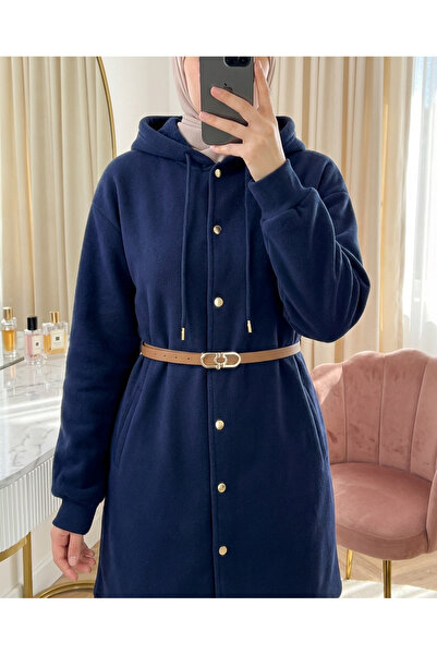 Modamorfo Hooded Sweat Cap with Snap Fasteners on the Front and Belt at the W...