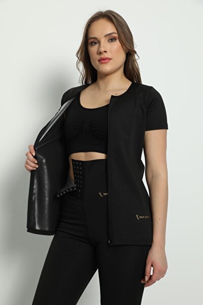 İNCEYAŞAM Ultra Yüksek Bel Agraflı Termal Sauna Tayt Termal Kısa Kollu Fermua...