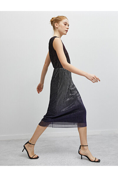 Koton Γυναικείο βραδινό φόρεμα με μωβ μοτίβο & φόρεμα αποφοίτησης