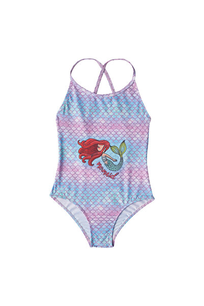 SLIPSTOP Scarlet Mayo-Kız Çocuk Deniz Kızı Baskılı Mayo