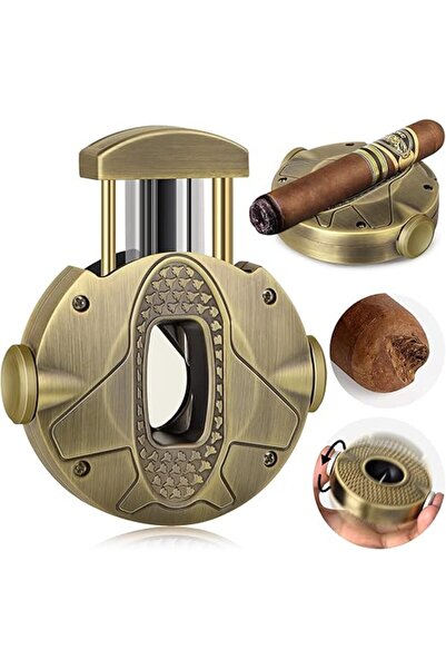 Choice Gold 3 in 1 Cigar Cutter, Cigar Holder and Decompression Rotator, Roun...