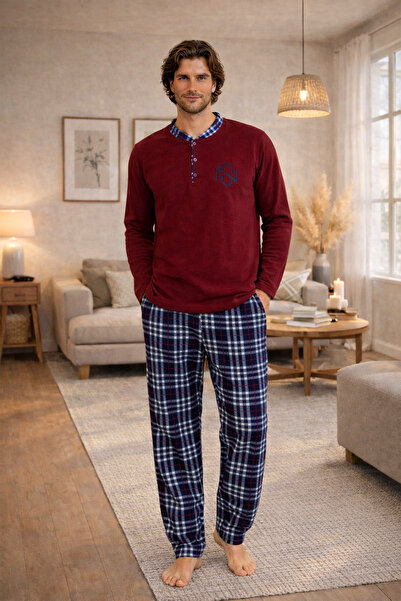 nisaNCa Téli férfi gyapjú pizsama szett - alkalmi férfi pizsama