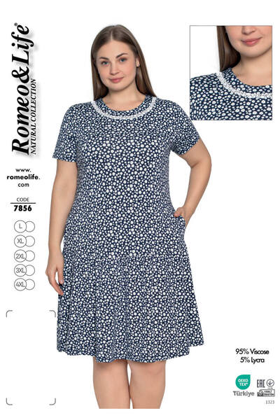 ROMEO LİFE Дамска рокля с размер плюс от вискозен джърси с мотиви 7856