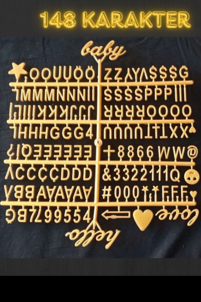 fikirstore Mesaj Panosu Için Yedek Gold Renk Harf Seti Emojili Simgeli Ve Nok...