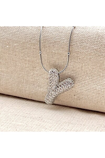 Siya Silver Non-Tarnish Steel Zircon Stone Balloon Necklace-Silver Color