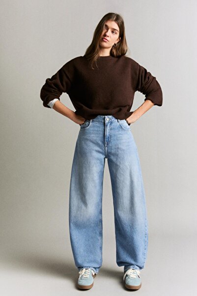 Bershka Yüksek bel barrel fit jean