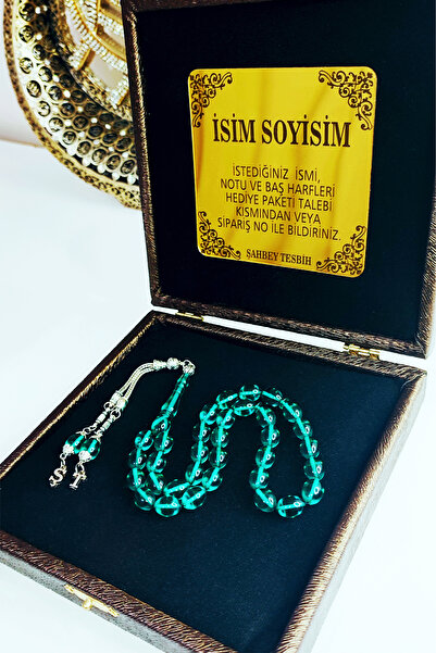 ŞAHBEY TESBİH Kişiye Özel Harfli Ateş Kehribar Tesbih Premium Kutulu