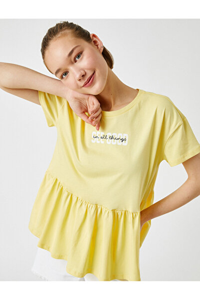 Koton Μπλουζάκι με στάμπα βαμβακερή λαιμόκοψη