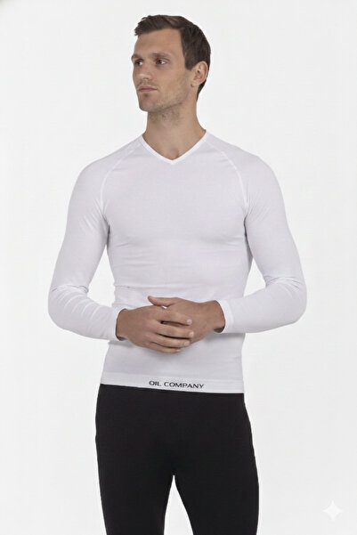 OIL COMPANY Unisex V-Neck Long Sleeve Sweat-Wicking Thermal Top Undergarment ...