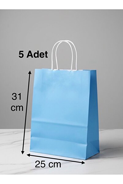 e Erta Mavi Renkli Kraft Çanta 25x31 Cm 5 Adet Hediye Poşeti , Hediye Paketi ...