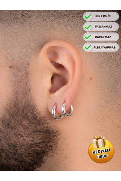 Piercing Market Steel & Silver Unisex 316l Surgical Steel Silver Color 10mm H...