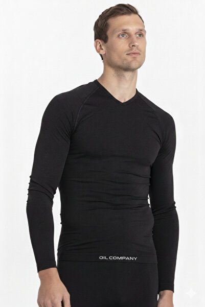 OIL COMPANY Unisex V-Neck Long Sleeve Sweat-Wicking Thermal Top Undergarment ...