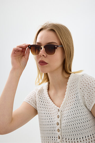 Della Pianto Clubmaster Unisex Kahverengi Güneş Gözlüğü