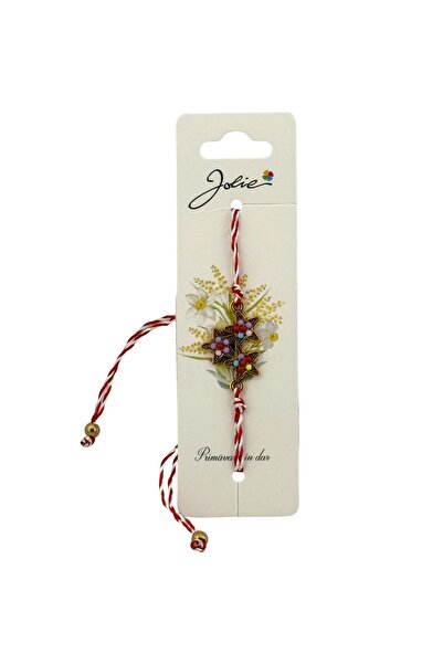 Flippy Martisor Bratara Alb-Rosu cu Pandantiv Metalic, Model 4