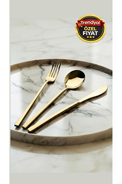 ÖZLİFE NOVA 36 Parça Çatal Kaşık Bıçak Takımı Titanyum Gold
