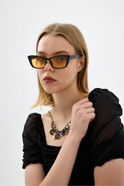 Chunky Frame Occihali Unisex Cat Eye Vintage Black Orange Sunglasses