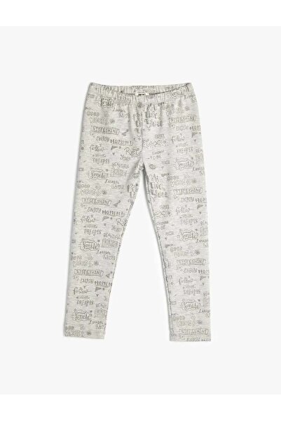 Koton Glitzernde Winter-Leggings mit Textdruck und elastischem Bund