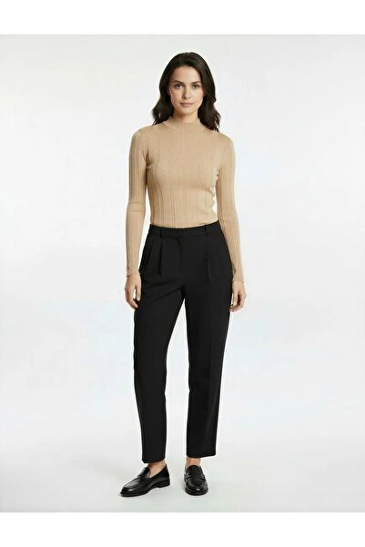 Koton Γυναικεία Ρούχα ψηλός λαιμός Μακρυμάνικο Πλεκτό Πουλόβερ 6WAK90036HT Μπεζ