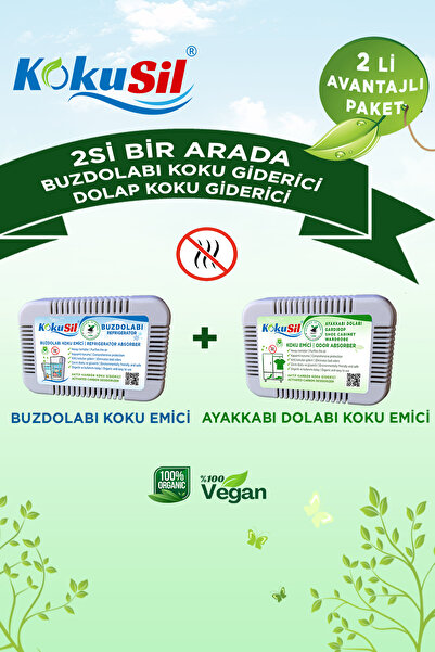 kokusil Buzdolabı, Ayakkabılık Dolabı ve Gardırop Koku Giderici 2li Paket