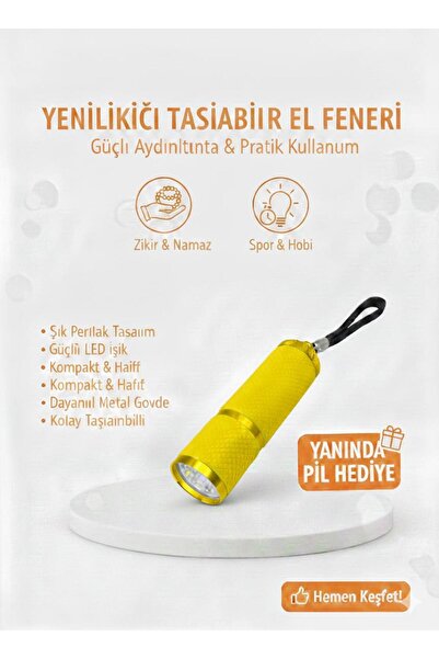 TeknoEser Mini LED El Feneri Anahtarlık – Taşınabilir, Güçlü Işık, Kamp & Aci...