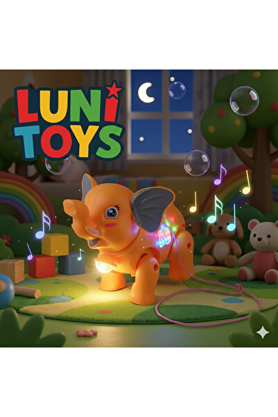 Lunitoys Müzikli Işıklı Yürüyen Turuncu Fil Arkadaşım Gece Lambalı Pilli Eğitici Oyuncak