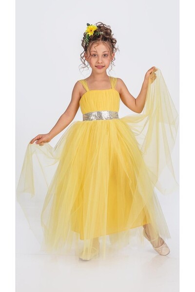 Mnk Спідниця з гіпсовою спинкою для дівчаток, атласна вечірня сукня MNK0340 Ж...