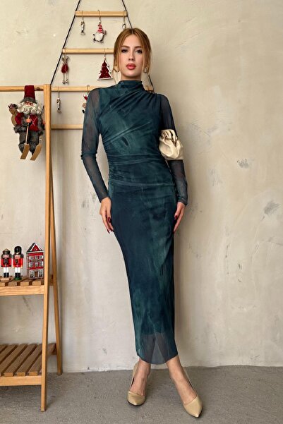 Angel Mia فستان تول متدرج باللون الأخضر البترولي