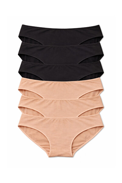 UN REAL 6-Piece Women's Bikini Panties Set – Non-Marking Modal & Cotton, Blac...