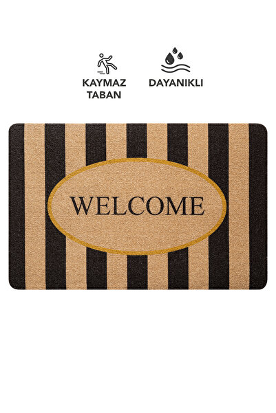 Cotto Home Cocojoy Pj002A Welcome Patterned Striped Thick Non-Slip Base Moist...