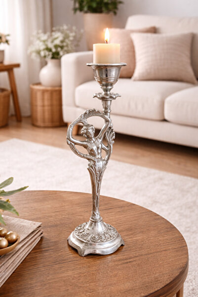 EL YAPIMI Otantik Erkek Figürlü Bakır Şamdan – El İşçiliği Dekoratif Mumluk