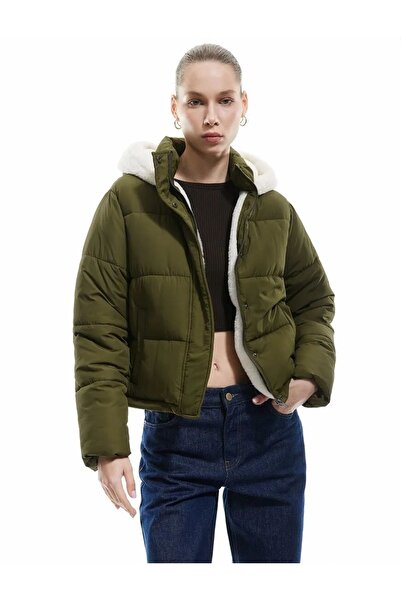 Koton cu glugă Palton gonflabil cu fermoar, cu buzunar interior din pluș, cu ...