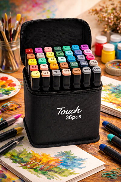 BEYZANA 36 Lı Çift Uçlu Marker Kalem Seti Çantalı Siyah Model