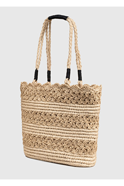 OGGO Örgü Saplı Hasır Omuz Çantası