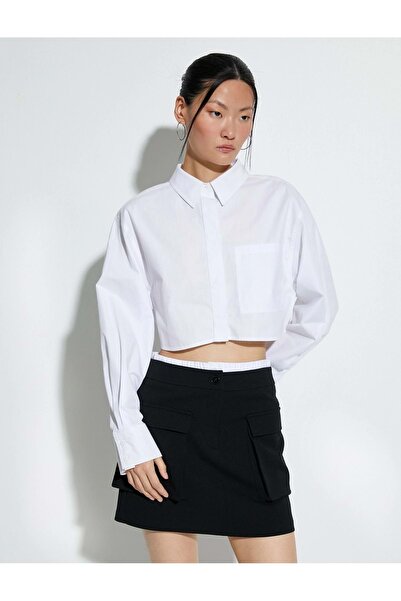 Koton Cămașă crop din poplin, cu mânecă lungă, confortabilă, cu croială nastu...