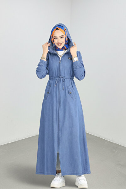 SiSorti Moda قبعة نسائية بغطاء للرأس وسحاب من قماش الدنيم