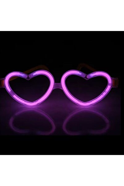 partidolu Kalpli Glow Parlayan Parti Gözlüğü Neonlu Pembe Renk1 Adet RETRO