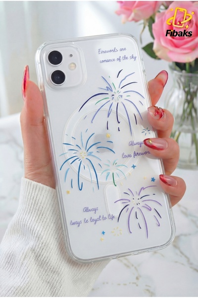 Fibaks iPhone 12 Kılıf Magsafe Wireless Şarj Destekli Eğlence Desenli Şeffaf ...