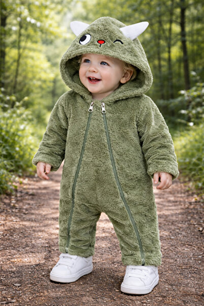 Chicsy Baby Kışlık tatlı Bebek Peluş Astronot Tulum Kapüşonlu Fermuarlı, Kula...