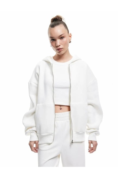 Koton Γυναικεία Ρούχα επένδυση fleece Φούτερ με κουκούλα και μακρυμάνικο φερμ...