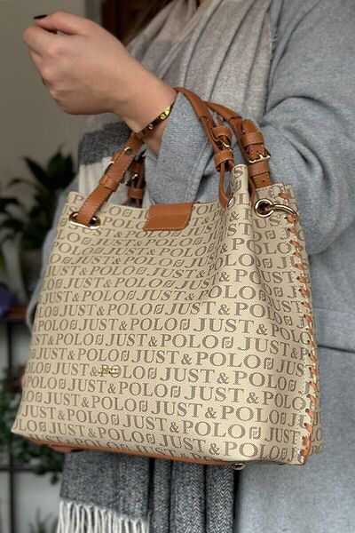 Just Polo Gri Renk Içi Geniş Büyük Boy Geniş Askılı Günlük Kadın Omuz Çantası...