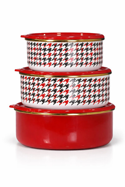 PR HOME Forte Red Enamel - Triple Storage Set