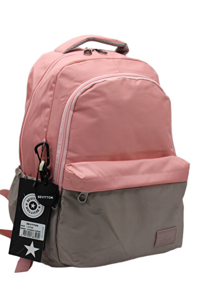 Bevitton Geantă de călătorie și școală din țesătură satinată rezistentă la ap...