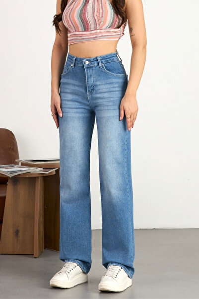 alanora Γυναικείο τζιν με ψηλή μέση Lycra Straight Fit